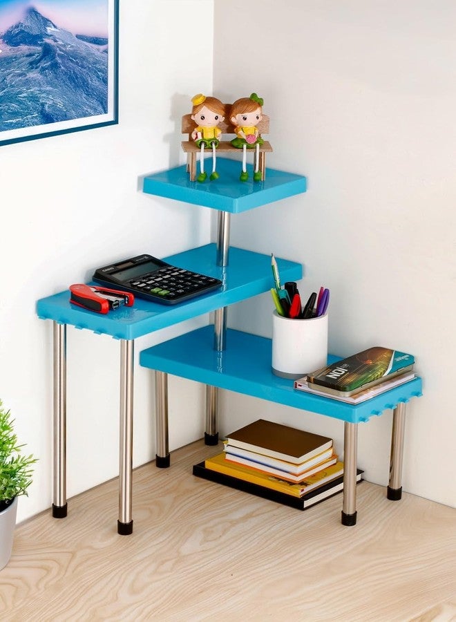 Copelle Rack for Kitchen Storage, Corner Shelf for Kitchen, Organizer Rack, 3 Tier Spice, Oil Stand, Tabletop Adjustable Rack for Makeup, Office(Blue) - Image 3